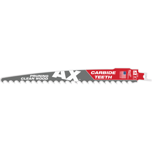 The Ax™ Sawzall® Blade for Pruning & Clean Wood, Carbide, 3 TPI, 9" L x 1" W