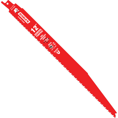 General-Purpose Reciprocating Saw Blade, Bi-Metal, 8-14 TPI, 12" L x 1" W