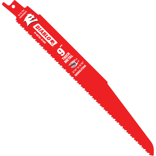 Reciprocating Blade for Thick Metal/Demolition, Bi-Metal, 8-10 TPI, 9" L