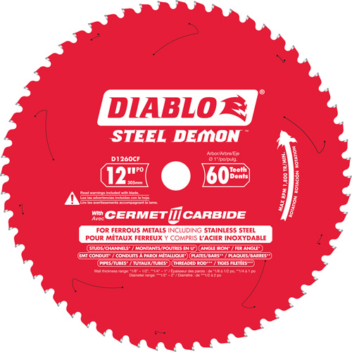 Steel Demon™ Cermet II Circular Saw Blade, 12", 60 Teeth, Metal Use
