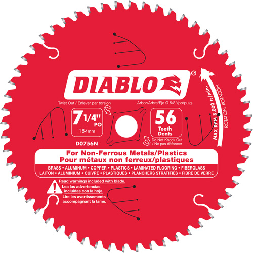 Aluminum Cutting Saw Blade, 7-1/4", 56 Teeth, Non-Ferrous Use