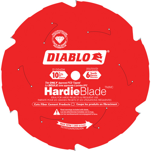 HardieBlade™ Cutting Saw Blade, 10", 6 Teeth, Fibre Cement Use