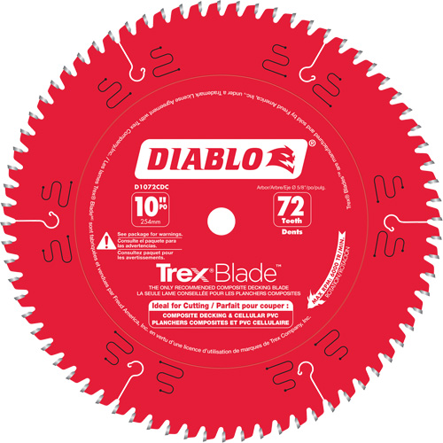 Trex® Blade™ Cutting Saw Blade, 10", 72 Teeth, Plastic/Composite Decking Use