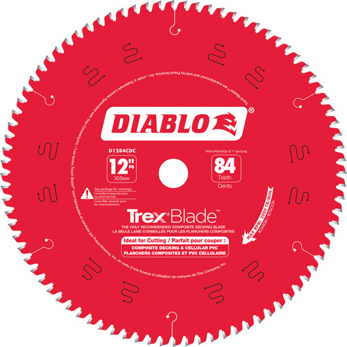 Trex® Blade™ Cutting Saw Blade, 12", 84 Teeth, Plastic/Composite Decking Use