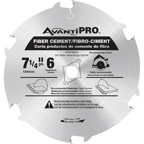 AvantiPro™ Cutting Saw Blade, 7-1/4", 6 Teeth, Fibre Cement Use