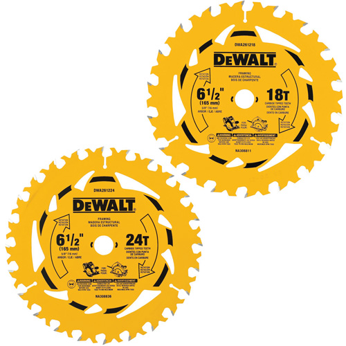 Circular Saw Blade Combo Pack, 6-1/2", 18/24 Teeth, Wood Use