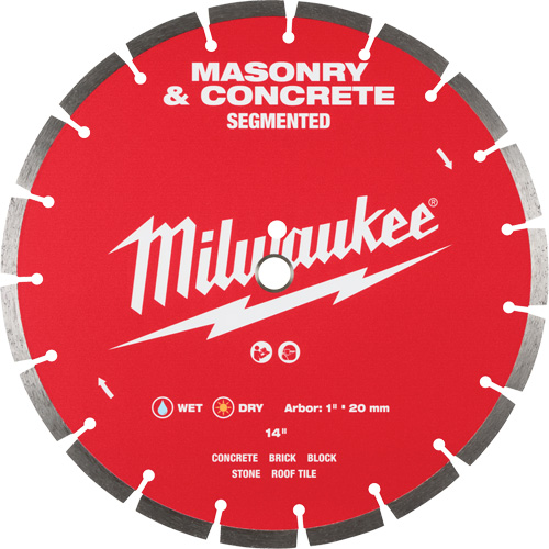 Segmented Masonry & Concrete Diamond Blade, 14", Stone/Concrete/Brick/Tile Use