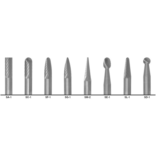 CLE-LINE 1855 Double Cut Carbide Burr Set, 8 Pieces