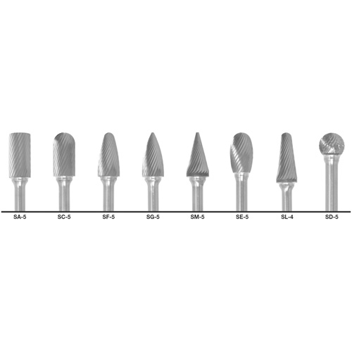 CLE-LINE 1855 Double Cut Carbide Burr Set, 8 Pieces
