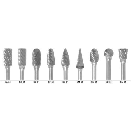 CLE-LINE 1855 Double Cut Carbide Burr Set, 9 Pieces