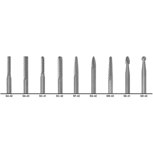 CLE-LINE 1855 Double Cut Carbide Burr Set, 9 Pieces