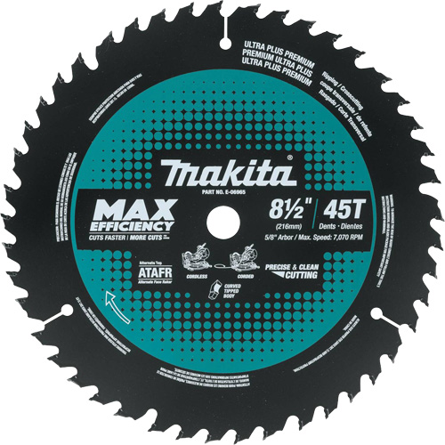 Carbide-Tipped Max Efficiency Miter Saw Blade, 8-1/2", 45 Teeth, Wood Use