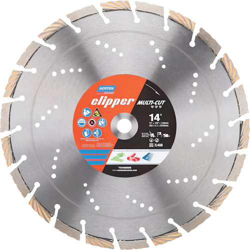 Clipper Multi-Cut Segmented Rim Diamond Blade, 14", Stone/Concrete Use
