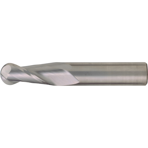 Ball Nose Single End General Purpose End Mill, 1/2" Dia., 4" L, 2 Flutes, Carbide