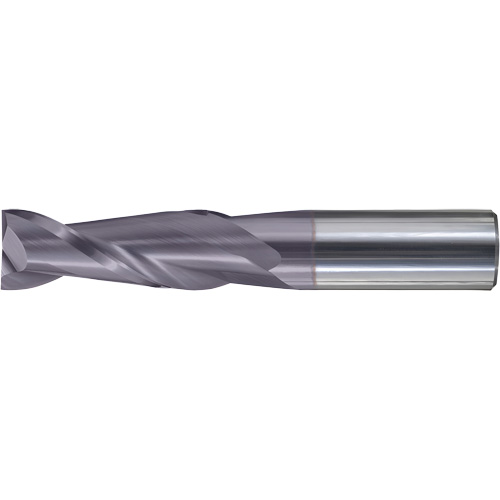 CR-SCEM-TiAlN Square End Mill, 3/8" Dia., 3" L, 2 Flutes, 3/8" Shank, Carbide