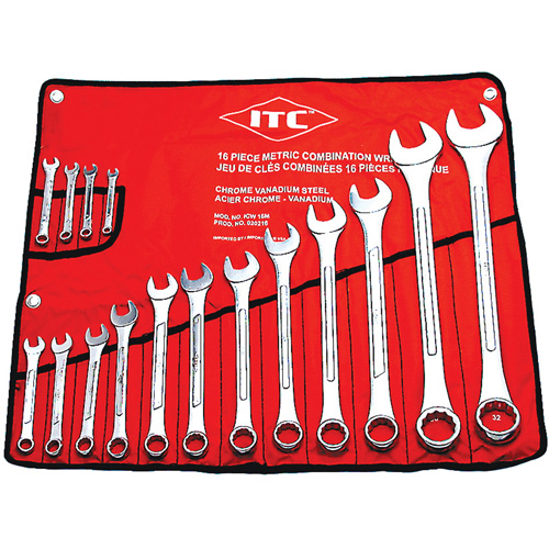 ICW-16M ITC® Professional Raised Panel Wrench Set, Combination, 16 Pieces, Metric