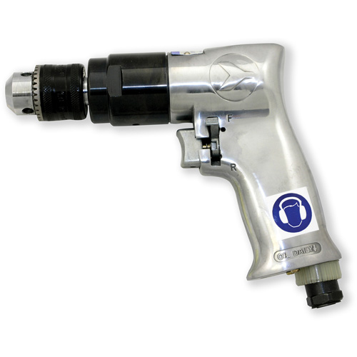 ADX380R Air Drill Rev, 4 CFM, 1/4" NPT, 86.8 dBA, 3/8" Chuck, Keyed