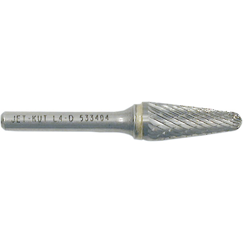L3-D JET-KUT® Taper Shape Bur with Radius End, 3/8" Dia., 1/4" Shank