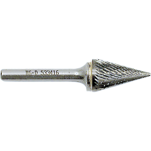 Cone Point Burr, 5/8" Dia., 1/4" Shank, 1" Depth of Cut