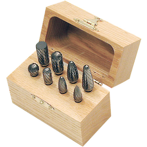 CBK-8 Carbide Bur Set in Wooden Box, 8 Pieces
