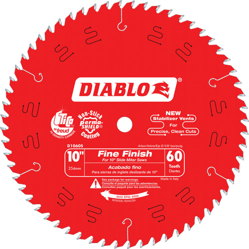 Contractor Saw Blades - Fine Finishing Saw Blades, 10", 60 Teeth, Wood Use