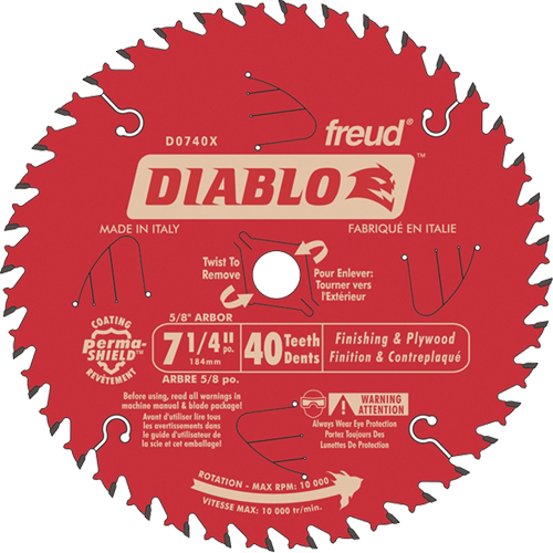Contractor Saw Blade - Finishing Saw Blades, 7-1/4", 40 Teeth, Wood Use