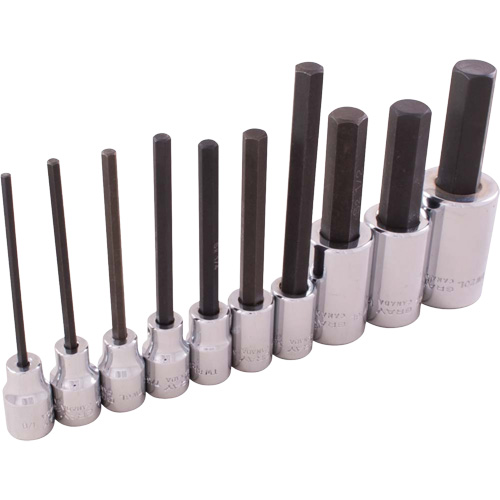 SAE Hex Head Socket Set, Hex, 1/2"/3/8" Drive, 10 Pcs