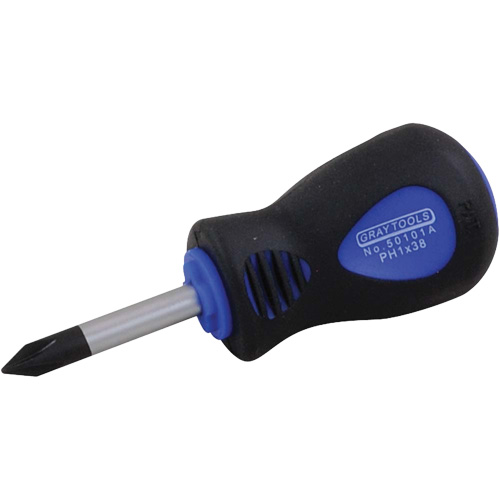 Stubby Screwdriver, #1, 3-1/4" L, Cushion Grip Handle