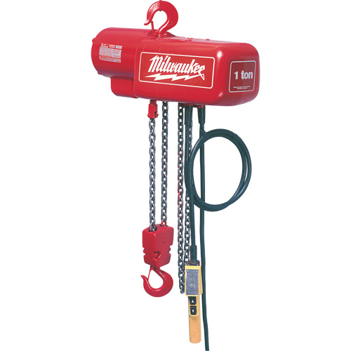 Electric Chain Hoist, 10' Lift, 2000 lbs. (1 tons) Capacity, 16 FPM