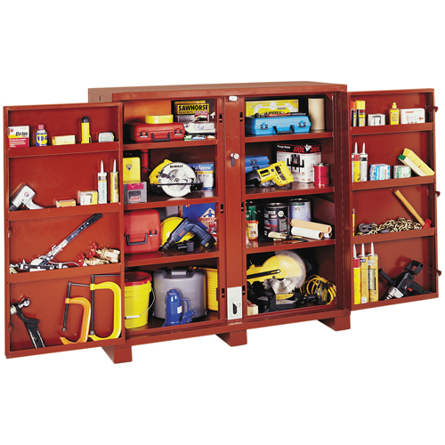 Jobsite Shelf Cabinet, Steel, 58.7 Cubic Feet, Red
