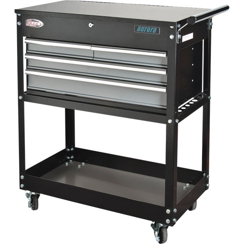 Utility Cart, 4 Drawers, 18" L x 33" W x 39" H, Black