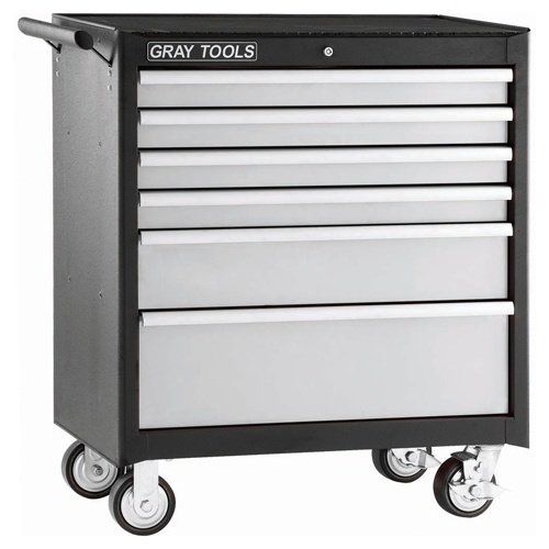 Roller Cabinet, 6 Drawers, 34" W x 19-1/2" D x 39-1/8" H, Black