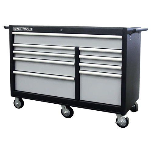 Roller Cabinet, 9 Drawers, 53" W x 24" D x 39-3/4" H, Black