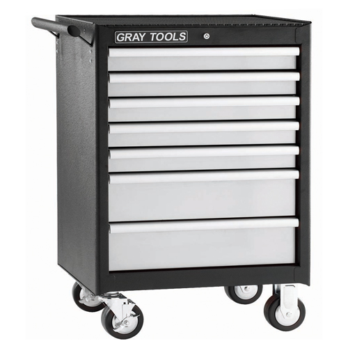 Roller Cabinet, 7 Drawers, 26-1/2" W x 18" D x 39-13/100" H, Black
