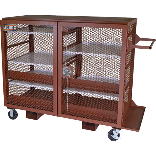 Mobile Mesh Cabinet, Steel, 49 Cubic Feet, Red