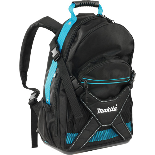 Jobsite Backpack, 9-1/2" L x 15" W, Black/Blue, Polyester