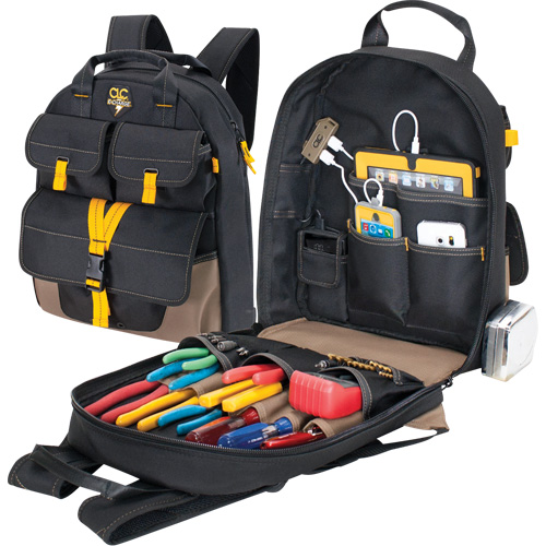 E-Charge Back Pack, 13-1/2" L x 5-1/4" W, Black, Polyester
