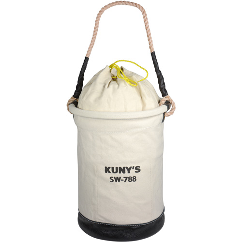 Parachute Top Tool Bucket, 11-1/2" L x 11-1/2" W x 16" H, Canvas, Beige