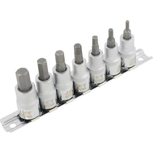 HSW3811M 7-Piece Metric 2" Long Hex Bit Socket Set, Hex, 3/8" Drive, 7 Pcs