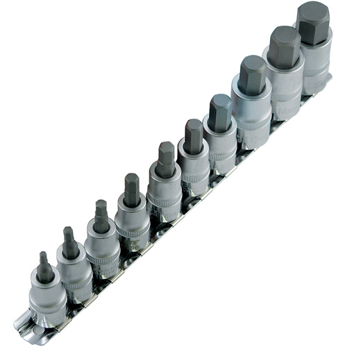 HSW3812-10M Metric Bit Socket Set, Hex, 1/2"/3/8" Drive, 10 Pcs