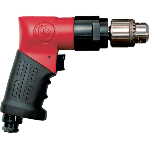 Non-Reversible Drills, 21 CFM, 1/4" NPTF, 89 dBA, 3/8" Chuck, Keyed