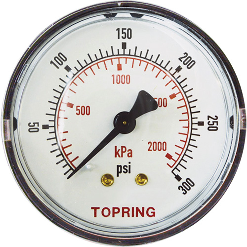 Replacement Pressure Gauge, 2" , 0 - 175 psi, Back Mount, Analogue