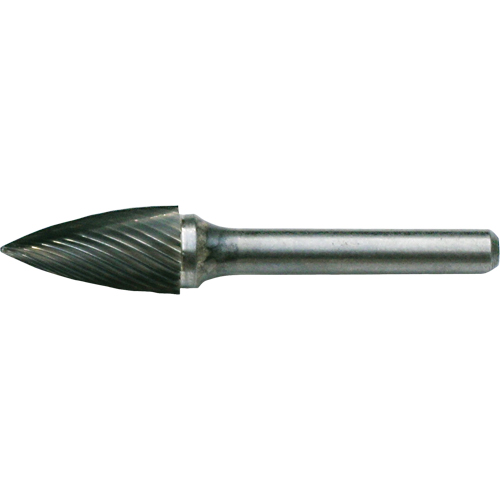 CLEVELAND Solid Carbide Burrs - Tree Shape Pointed End, SG-42, 1/8" Dia., 1/8" Shank, 5/16" Depth of Cut