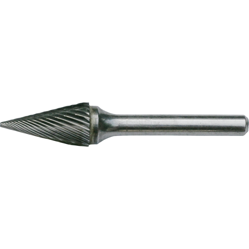 CLEVELAND Solid Carbide Burrs - Pointed Cone Shape, SM-5, 1/2" Dia., 1/4" Shank, 7/8" Depth of Cut