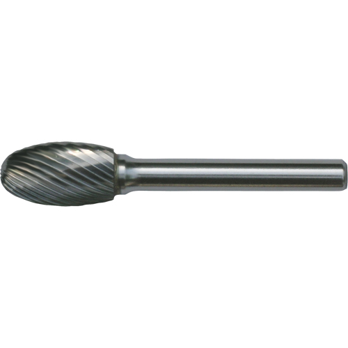 CLEVELAND Solid Carbide Burrs - Oval Shape, SE-3, 3/8" Dia., 1/4" Shank, 5/8" Depth of Cut