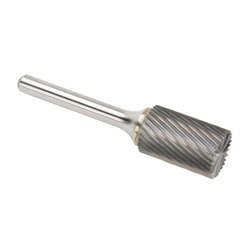 CLEVELAND Solid Carbide Burrs - Cylinder Shape with End Cut, SB-6, 3/5" Dia., 1/4" Shank, 24.4 mm Depth of Cut