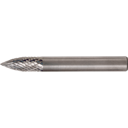 CLEVELAND Solid Carbide Burrs - Tree Shape Pointed End, SG-5, 1/2" Dia., 1/4" Shank, 3/4" Depth of Cut