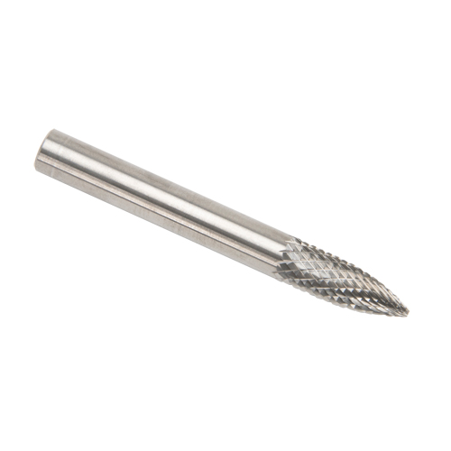 CLEVELAND Solid Carbide Burrs - Tree Shape Pointed End, SG-1, 1/4" Dia., 1/8" Shank