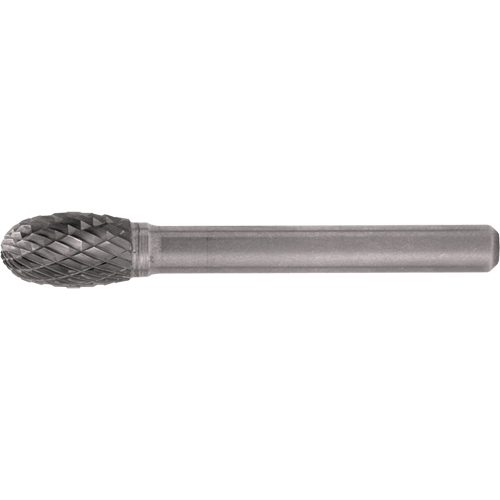 CLEVELAND Solid Carbide Burrs - Oval Shape, SE-7, 3/4" Dia., 1/4" Shank, 1" Depth of Cut