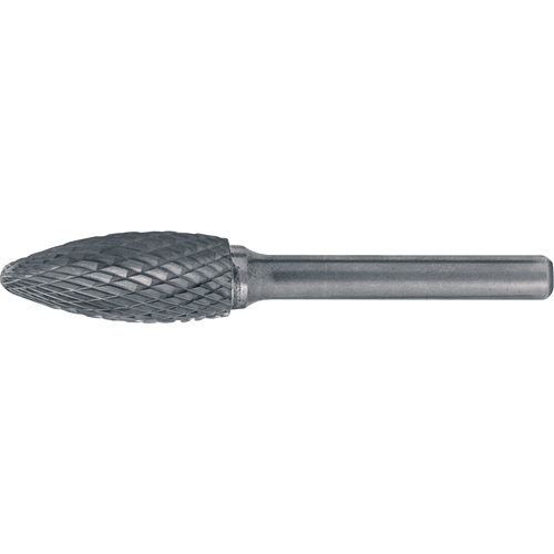 CLEVELAND Solid Carbide Burrs - Flame Shaped, 1/2" Dia., 1/4" Shank